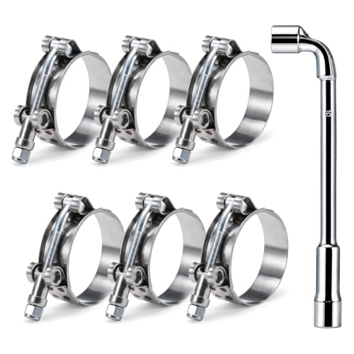 6 Pack 2.75 Inch T Bolt Hose Clamps 76-84mm, Heavy Duty Stainless Steel Large Bore Clamps for Heavy Duty Diesel Truck Intercooler Turbo Pipe - size: 76-84mm(2.75 Inch) 6PCS