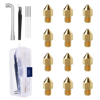 12Pcs 0.4mm MK8 Brass Nozzles for Creality Ender 3/3 Pro/Max/Neo/S1/5 Pro - size: For Ender 3 Series