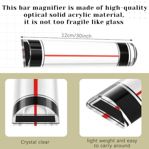 Chunful 1 Pcs 2X Magnifying Ruler with Guiding Line and Magnet, 12 Inch - size: 12 Inch