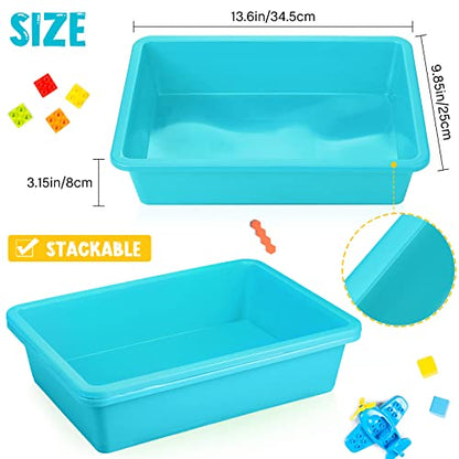 Kigley 16 Pcs Flat Storage Tray Organizer Bin Letter Size Paper Trays for Classroom Art Activity Plastic Stackable File Paper Organizer for Teacher Students School Office Book Organization