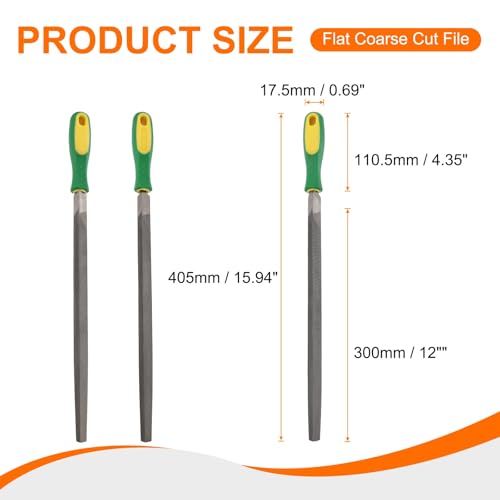HARFINGTON 3pcs Triangle Coarse/Medium/Thin Cut File 12" Double Cut Teeth High Carbon Steel Hand Rasp File Plastic Handle for Metal Wood Deburring Removing - size: 12"