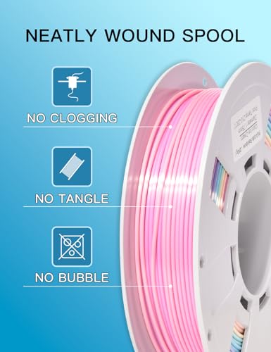 PINBALL Silk Rainbow & Crystal Rainbow PLA Filament 1.75mm, 3D Printer Filament Fast Color Change, Fit Most FDM Printers, 250g Spool, 4 Rolls - color: Pla-250g*4-silk&crystal Rainbow, size: PLA-250g*4