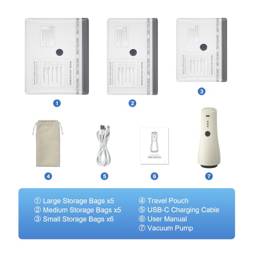 Vacuum Storage Bags with Pump,Space Saver,Cordless,16-Pack - size: 16 Combo Set