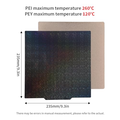 BORDSTRACT Double-Sided Build Plate, PEY Starry Sky + PEI Textured Spring Steel 235x235mm Without Soft Magnetic Base, Printing Platform for K1/K1 Max Model 3D Printer - style: PEI spray + PEY starry sky 235*235mm