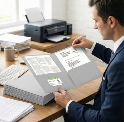 Zzrywuty 100 Packs Two Pocket File Folders with Business Card Slot,Textured Paper,Letter Size,Holds 100 Sheets for School,Office,Business,White - color: White-100pcs
