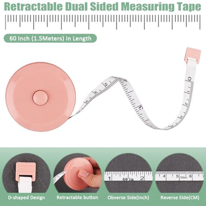 GDMINLO 3 Pack Tape Measure Measuring Tape for Body Fabric Sewing Tailor Cloth Knitting Craft Weight Loss Measurements Retractable 60-inch 1.5 Meter, Small Push ButtonDouble Scales Rulers