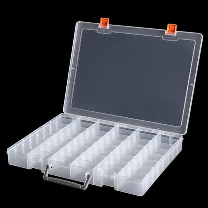 2 Packs Large 48 Grids Clear Plastic Organizer Boxes with Dividers - color: Clear -- 2PCS