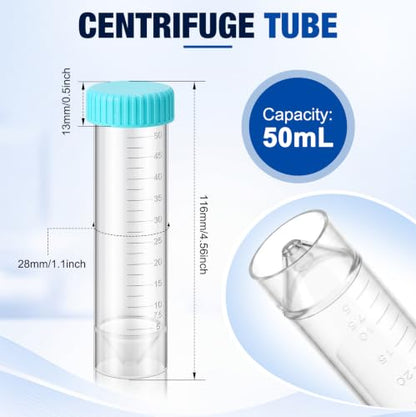 Xuhal 100 Counts 50ml Centrifuge Tubes, 28 x 116 Mm, Plastic Tubes, Green - color: Green