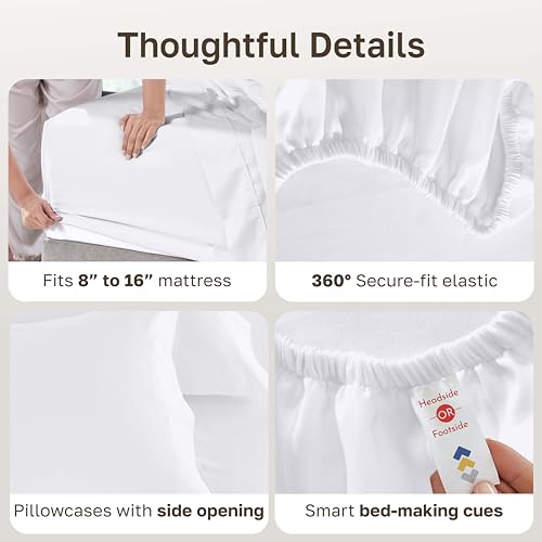 California Design Den 2 Pack 600 Thread Count Cotton Bed Sheets Queen Set - color: 01 - Bright White, size: Queen (Pack of 2)