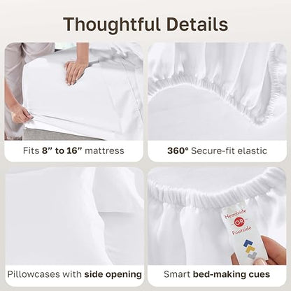 California Design Den Luxury 600 Thread Count Full Size Sheets Set - White - color: 01 - Bright White, size: Full