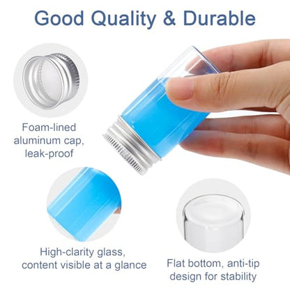 30 Pcs Glass Test Tubes with Screw Caps, 25ml Reusable Transparent Flat Bottomed Container Tubes Empty Clear Glass Sample Test Bottle for Candy Storage Bath Salts Liquids Art Craft (25ml) - size: 25ml