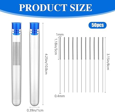 50 Pieces 3D Printer Nozzle Cleaning Kit, 0.4 mm Stainless Steel Needles Cleaner, 0.016 Inch Nozzle Cleaner Needles for 3D Printer Nozzle Maintenance, Cleaning and Accessory Use