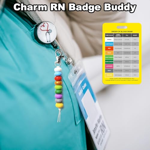 Order of Blood Draw Beads with Reference Card, Phlebotomist Badge Reel Visual Aid Tool Accessories, RN Badge Buddy, Phlebotomy Essentials, Nurse Supplies - color: Mini Abacus Beads With Yellow Card