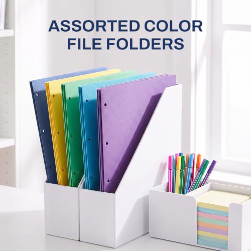 SUNEE Folders with Pockets 3 Hole Punched(50 Pack, Dark Blue), 2 Pocket Folders Fit Letter Size Paper, Paper File Folder for School Office Home Bussiness - color: Dark Blue
