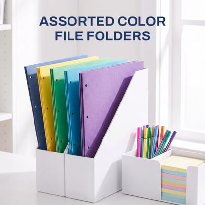 SUNEE Folders with Pockets 3 Hole Punched(50 Pack, Dark Blue), 2 Pocket Folders Fit Letter Size Paper, Paper File Folder for School Office Home Bussiness - color: Dark Blue