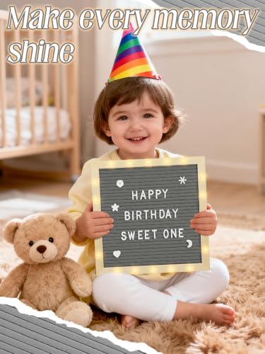 Aulock 10×10" Light up Felt Letter Board with Changeable Letters & Tripod - color: Grey