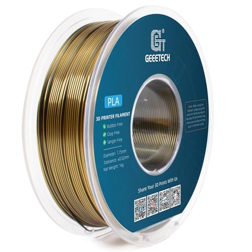 Geeetech Silk PLA Filament 1.75mm Silk Dual Color Filament, Coextrusion Dichromatic Metal-Like Shiny Consumable 1kg (2.2lbs) 1 Spool, Dimensional Accuracy +/- 0.02 mm, Gold Black - color: 1kg Dual Color Gold-black