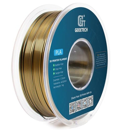 Geeetech Silk PLA Filament 1.75mm Silk Dual Color Filament, Coextrusion Dichromatic Metal-Like Shiny Consumable 1kg (2.2lbs) 1 Spool, Dimensional Accuracy +/- 0.02 mm, Gold Black - color: 1kg Dual Color Gold-black