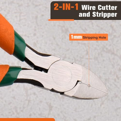 4-Inch Mini Diagonal Cutting Pliers with Wire Stripping Holes