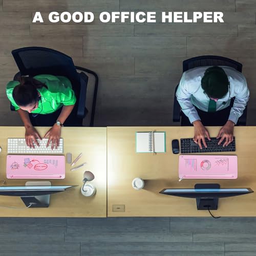 TSJ OFFICE Desktop Whiteboard Dry-Erase-Board - Computer Keyboard Stand White Board Surface Pad with Drawer, Desk Organizers with Accessories for Office, Home, School Supplies - Complete Pink - color: Pink Base/Glass