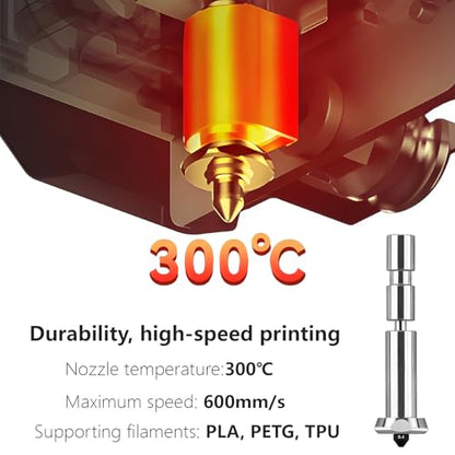 Upgraded Integrated 0.4mm Nozzle for Anycubic Kobra 3 Max, Fully Titanium Alloy Throat Tube Quick Swap Hardened Steel Nozzle High Speed Hot End Nozzle for Kobra 3 Max 3D Printer, 2PCS - color: Upgraded 0.4mm Nozzle