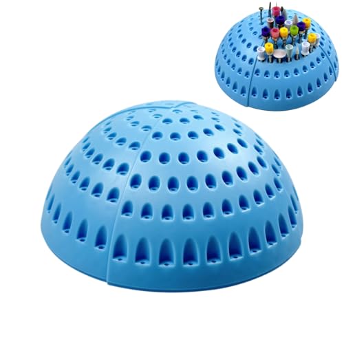 180 Holes Plastic Semi-Circular Dental Bur Holder, High/Low-Speed Drill Bits Disinfection Drill Box, Organizing Nail Drill Bits Dentistry Lab Tools(Without Tools) (Blue) - color: Blue