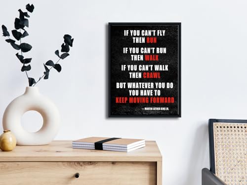 Pyradecor Black Framed Canvas Wall Art Keep Moving Forward Motivational Classroom Positive Quotes Inspirational Poster for Office Living Room Home Decorations - color: Keep Moving, size: 17"L x 13"W