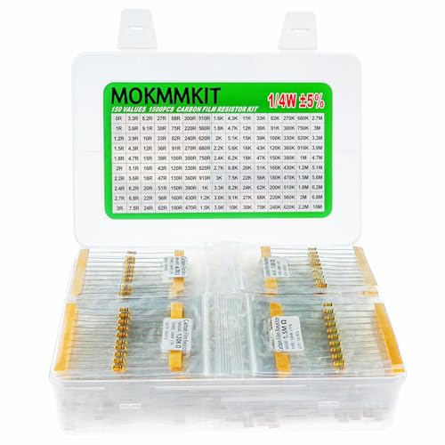 150 Values 1500 Pieces Resistor Kit 0 Ohm-10M Ohm 1/4W 5% - style: 1/4W 5% 1500 PCS