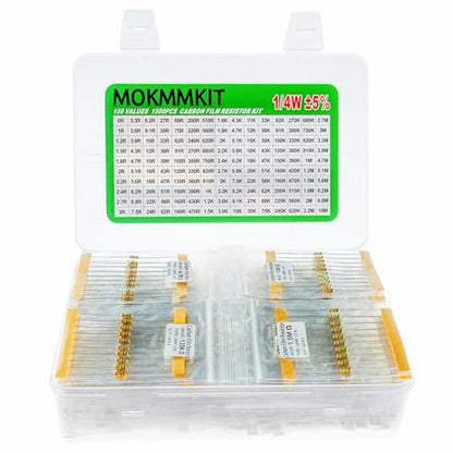 150 Values 1500 Pieces Resistor Kit 0 Ohm-10M Ohm 1/4W 5% - style: 1/4W 5% 1500 PCS