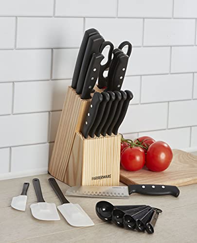 Farberware 22-Piece Kitchen Knife Block Set, High Carbon Stainless Steel - style: Never Needs Sharpening