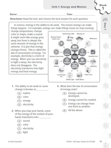180 Days®: Hands-On STEAM for Grade 6: Practice, Assess, Diagnose