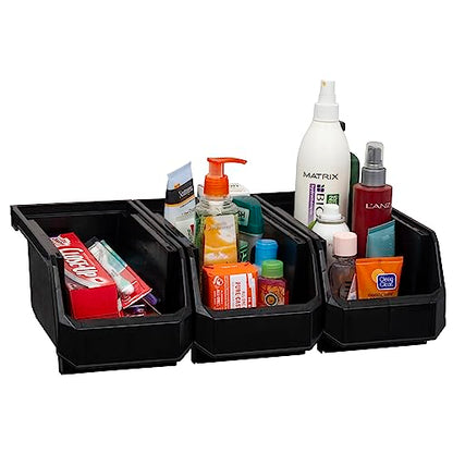 ReadySpace Medium Stackable Plastic Storage Bins, 8-Pack, Black - color: Black, size: Medium, 8-Pack