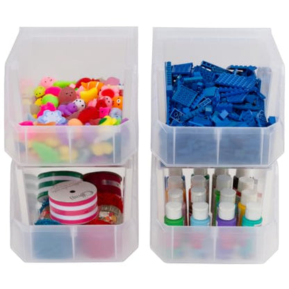 ReadySpace Medium-Tall Stackable Plastic Storage Bins, 4-Pack, Clear - color: Clear, size: Medium-Tall, 4-Pack