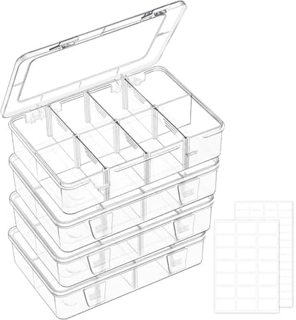 Mauproy 8 Grids Plastic Organizer Box with Adjustable Dividers, 4 Pack - style: 8 Grids - 4 Pack