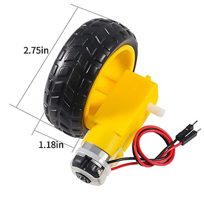 4Set DC Electric TT Prewired Gear Motor Wheel Kit 3-6V Dual Shaft Geared TT Gearbox Engine with 69mm Plastic Car Tire Wheel for Smart RC Car Robot Tyres Model - color: 4pcs