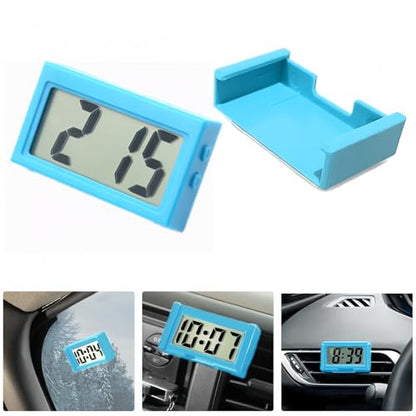 Shudyear Small Digital Clock， with Jumbo LCD Time & Day Display，Mini Automotive Small Digital Clock Battery Operated for Desktop Nightstand Pocket Car Truck Dashboard & Air Vent (1, Blue) - color: Blue