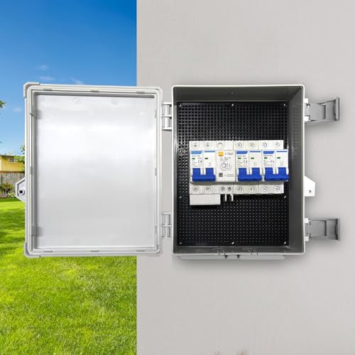 Outdoor Waterproof Electrical Junction Box Weatherproof IP65 ABS Plastic Enclosure with Preset Holes Switch Router Project Box with Mounting Panel Hinged Cover (11"x7.4"x5") - size: 11"x7.4"x5"
