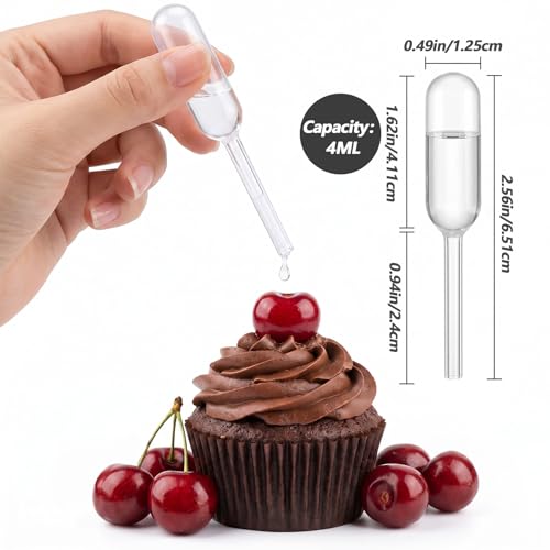 150PCS 4ml Mini Cupcake Pipettes Clear Plastic Jam Dropper Pippets
