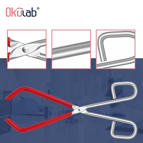 Lab Beaker Tongs, Made of Mild Steel, with Chrome Plated Surface and Blue PVC Overmolding Cover, Laboratory Clamps for 50ML-2000ML Beakers, BT150A1 - style: Beaker Tongs