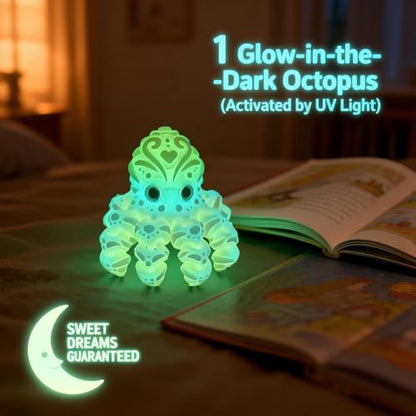 4Pcs 4in 3D Printed Octopus Set, Articulated Flexible Octopus Fidget Toy, 3D Printed Animals Desk Pets for Office, Sensory Stress Relief Sea Creature Toys for Kids & Adults, Easter basket essentials - color: 4pcs Octopus Set-b