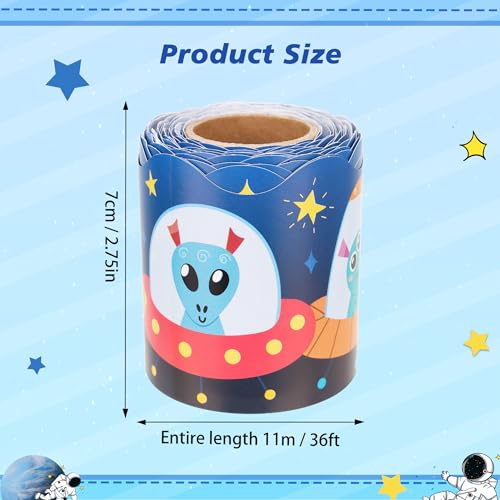 Lucleag 36 Feet Alien Bulletin Board Border Roll, Cute Outer Space Aliens Bulletin Board Border Trim for Back to School Party School Classroom Office Bulletin Board Decorations - style: Alien