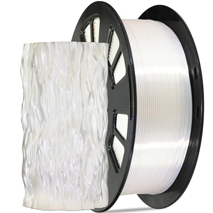 Silk White PLA Satin Shiny 3D Printer Filament, 1.75mm Diameter 1kg Spool 2.2lbs for FDM 3D Printers - color: White
