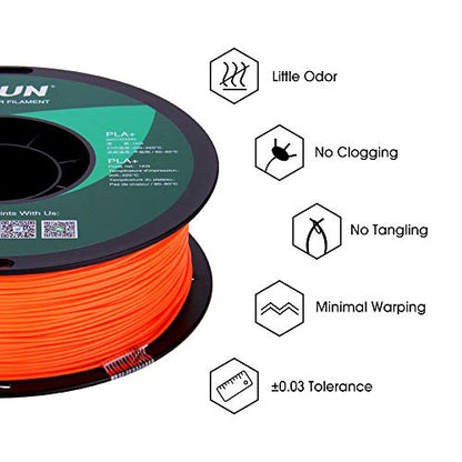 eSUN PLA PRO (PLA+) 3D Printer Filament, Dimensional Accuracy +/- 0.03mm, 1kg, Plastic Spool, 1.75mm, Orange - color: Orange