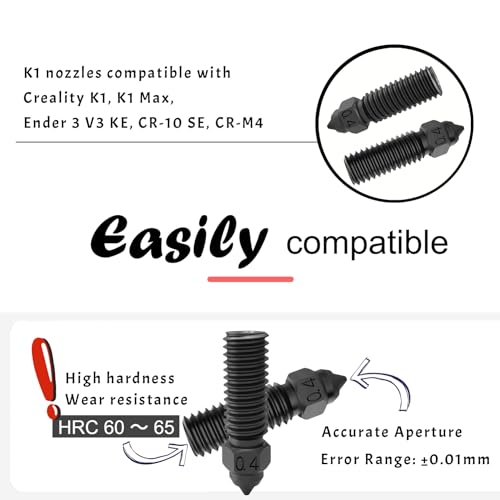 K1 Nozzles Hardened Steel 3D Printer Extruders Nozzles - size: K1 Hardened Steel, style: Kit: Various Nozzles