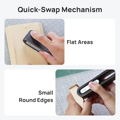 HOZO NeoBlock Sanding Block with Standard Head – Smooths 3D Print Layer Lines, For Flat Surfaces & Small Curves, 5s Quick-Swap Design for Heads & Sandpapers, Includes 1 Pcs 400 Grit Belt - style: Standard Pack