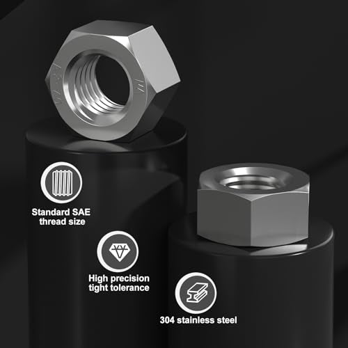 VGBUY 250pcs #6-32 Hex Nuts, 304 Stainless Steel 18-8 External Hex nut 6-32, SAE Hex Machine Screw Nuts Hardware Nuts (VG01311) - size: #6-32(250pcs)