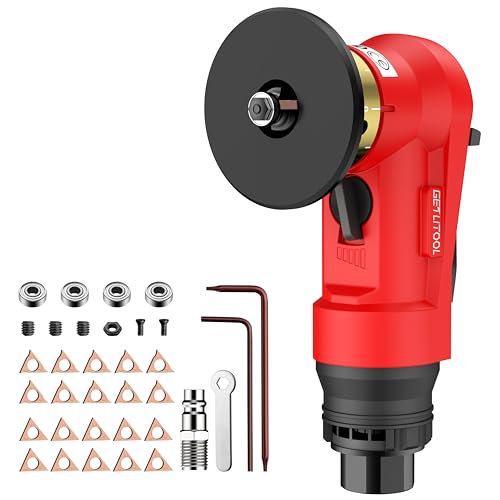 GETLITOOL Pneumatic Chamfering Tool 30000 RPM with 12C & 10R-Angle Blade - color: Red