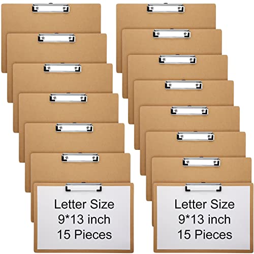 Sherr 15 Pcs 9 x 13 Inch Wooden Landscape Clipboard with Low Profile Clip