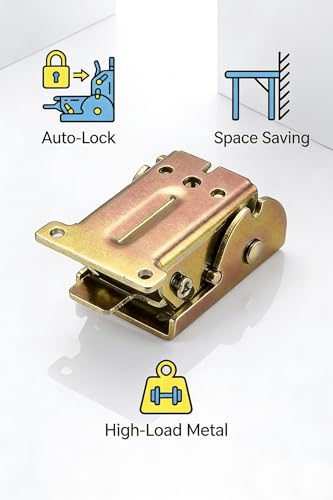 90 Degree Folding Hinge Set of 2, self-Locking Hinge - color: Gold