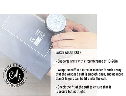 EMI EBL-430 Royal Sprague Stethoscope and Large Adult Cuff (See Large Cuff Size: 33 cm to 51 cm | 13 inch to 20 inch) Aneroid Sphygmomanometer Manual Blood Pressure Set - size: Large Adult Cuff Set - Royal Blue